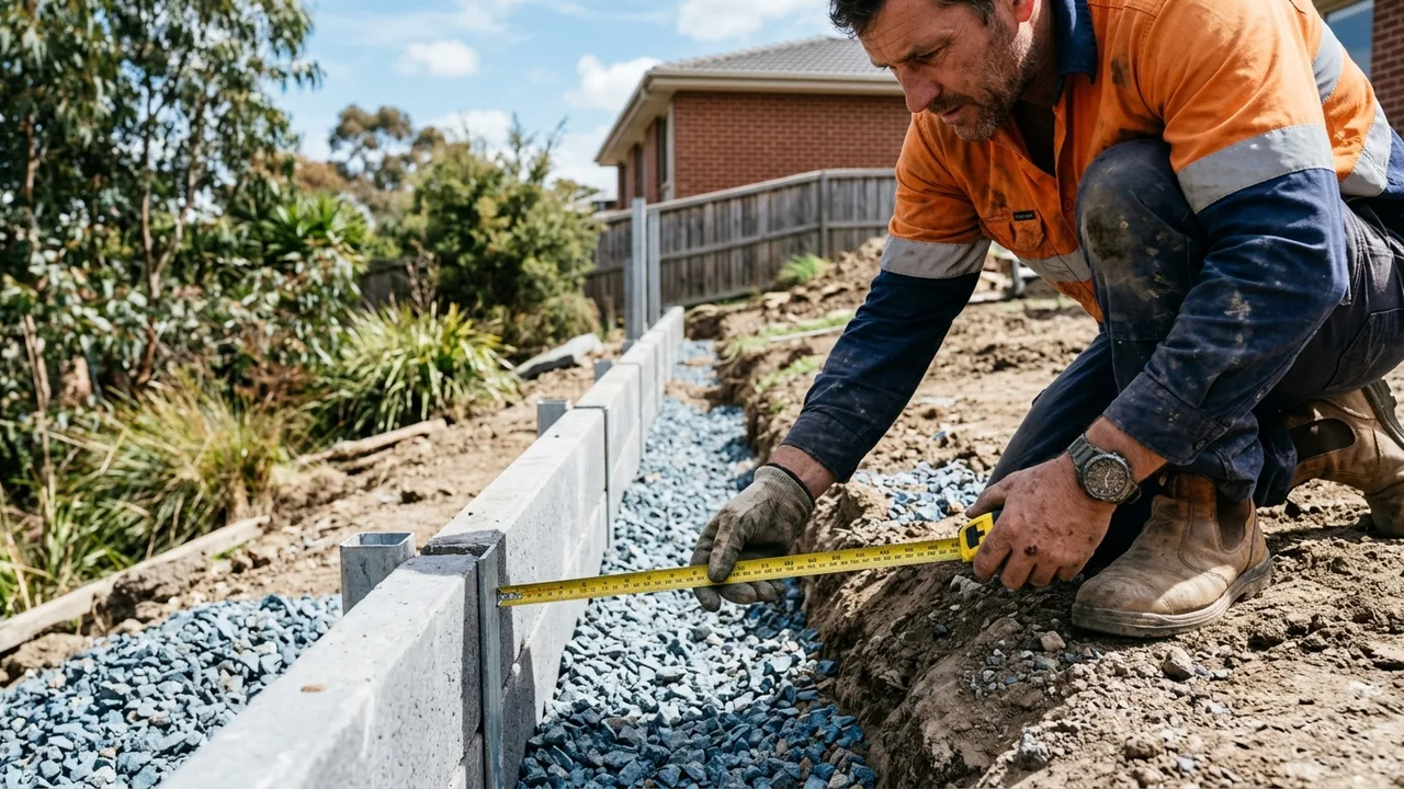 Measuring a retaining wall site on the Gold Coast