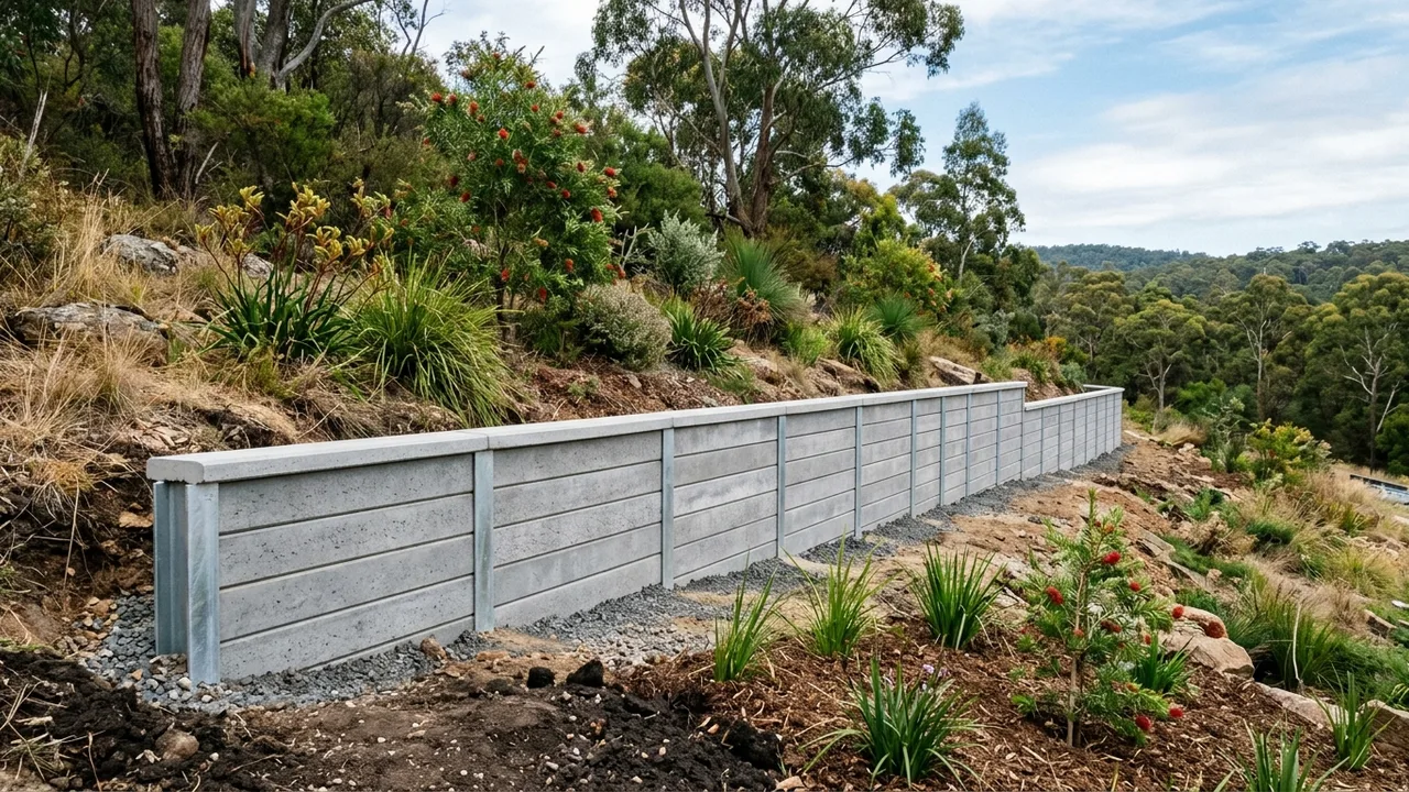 Concrete Sleeper Retaining Walls on a Gold Coast residential block