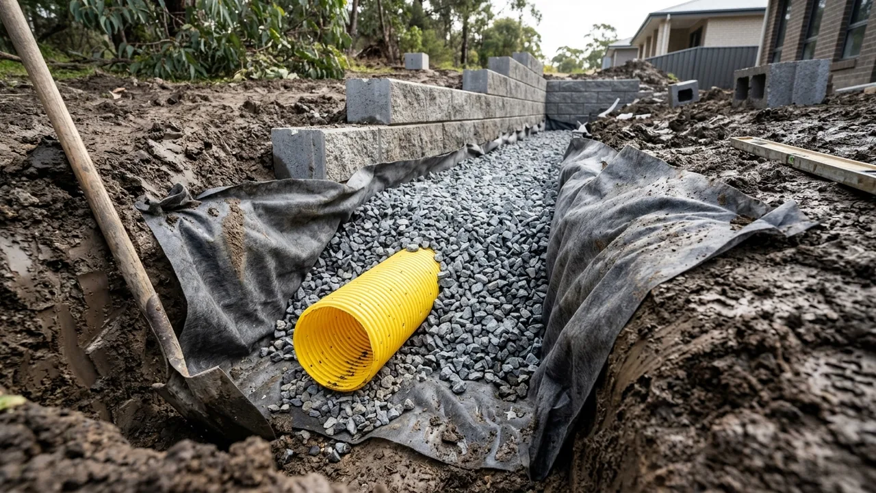Retaining Wall Drainage & Subsoil Systems on a Gold Coast residential block