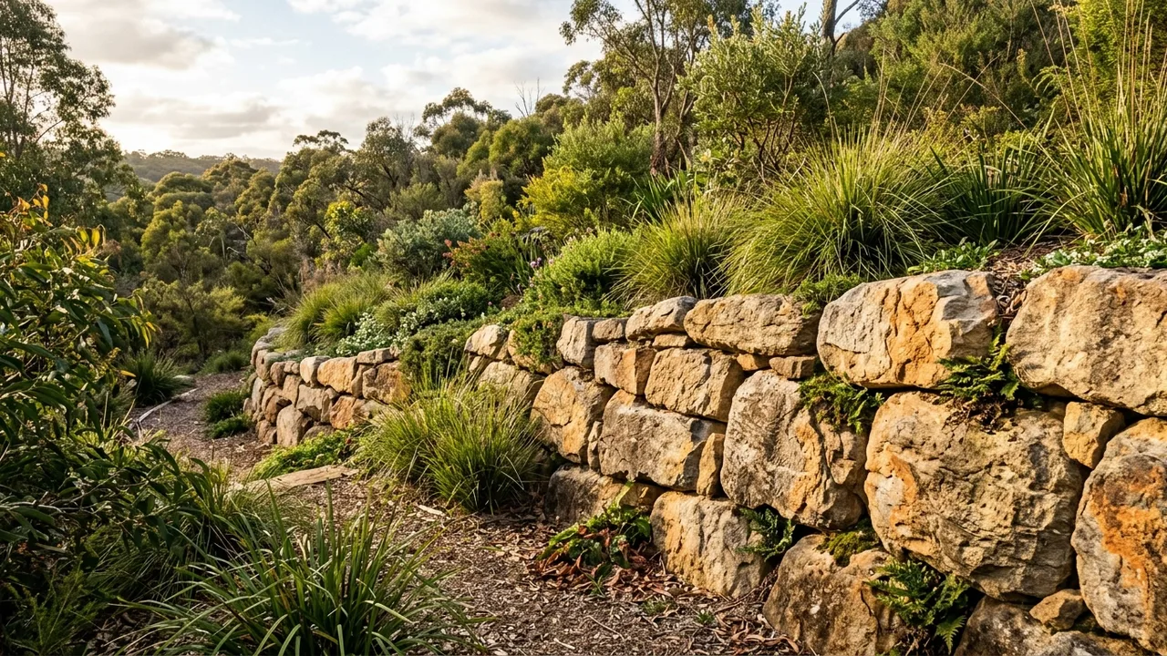 Rock & Boulder Retaining Walls on a Gold Coast residential block