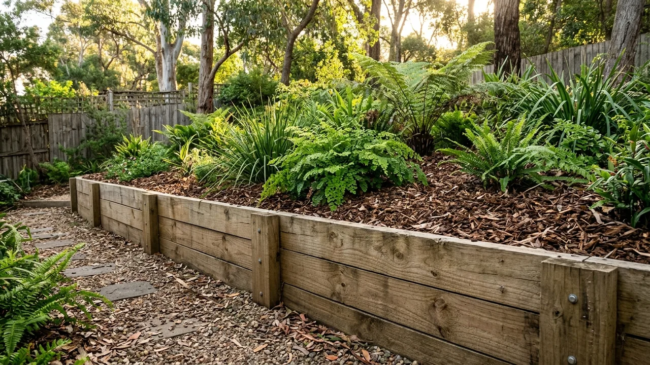 Timber Sleeper Retaining Walls on a Gold Coast residential block